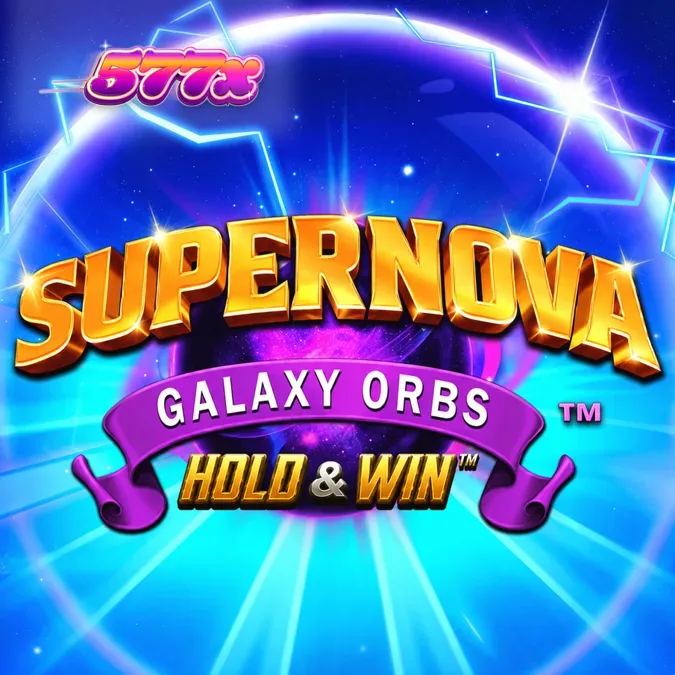 Interface do jogo Supernova Galaxy Orbs com orbes brilhantes e grade de 5x4